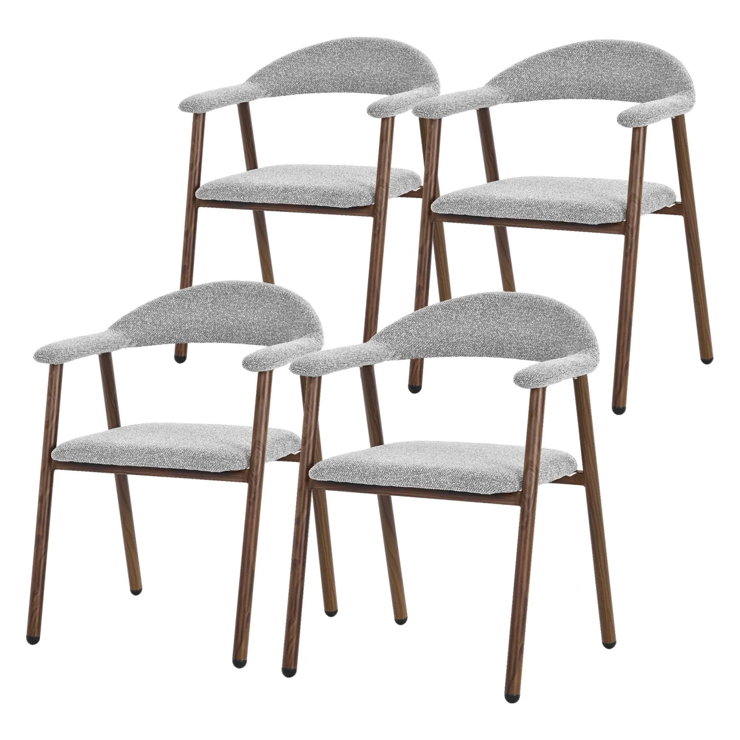 ML-Design Esszimmerstühle 4er Set Grau mit Webstruktur & Stahlgestell