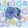 Komar Deko-Sticker Stitch Artist: Stitch umgeben von bunten Herzen und Stiften.