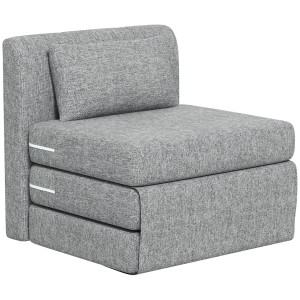 HOMCOM Bodensessel 2-in-1 Klappbar Schlafsofa mit Leinenoptik Grau