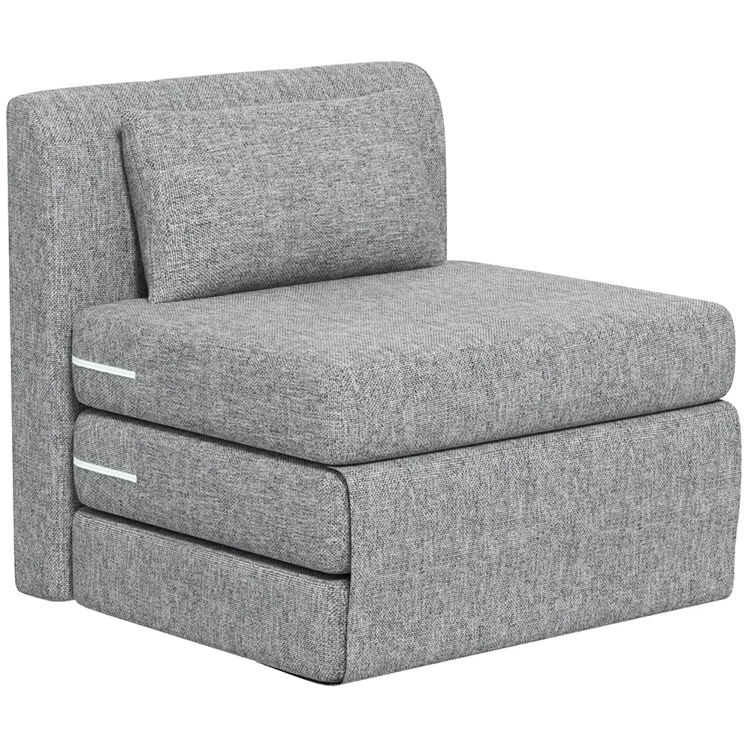 HOMCOM Bodensessel 2-in-1 Klappbar Schlafsofa mit Leinenoptik Grau