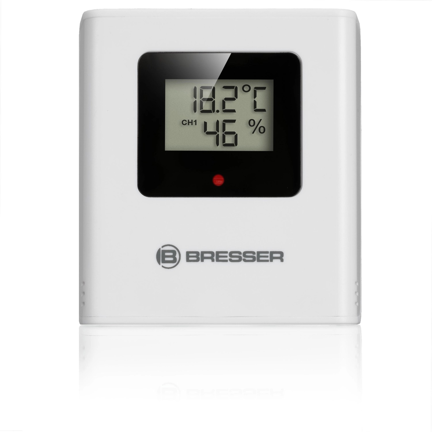 Bresser Thermo-Hygrometer Quadro NV, weiße Wetterstation mit Temperatur- und Luftfeuchtigkeitsanzeige.