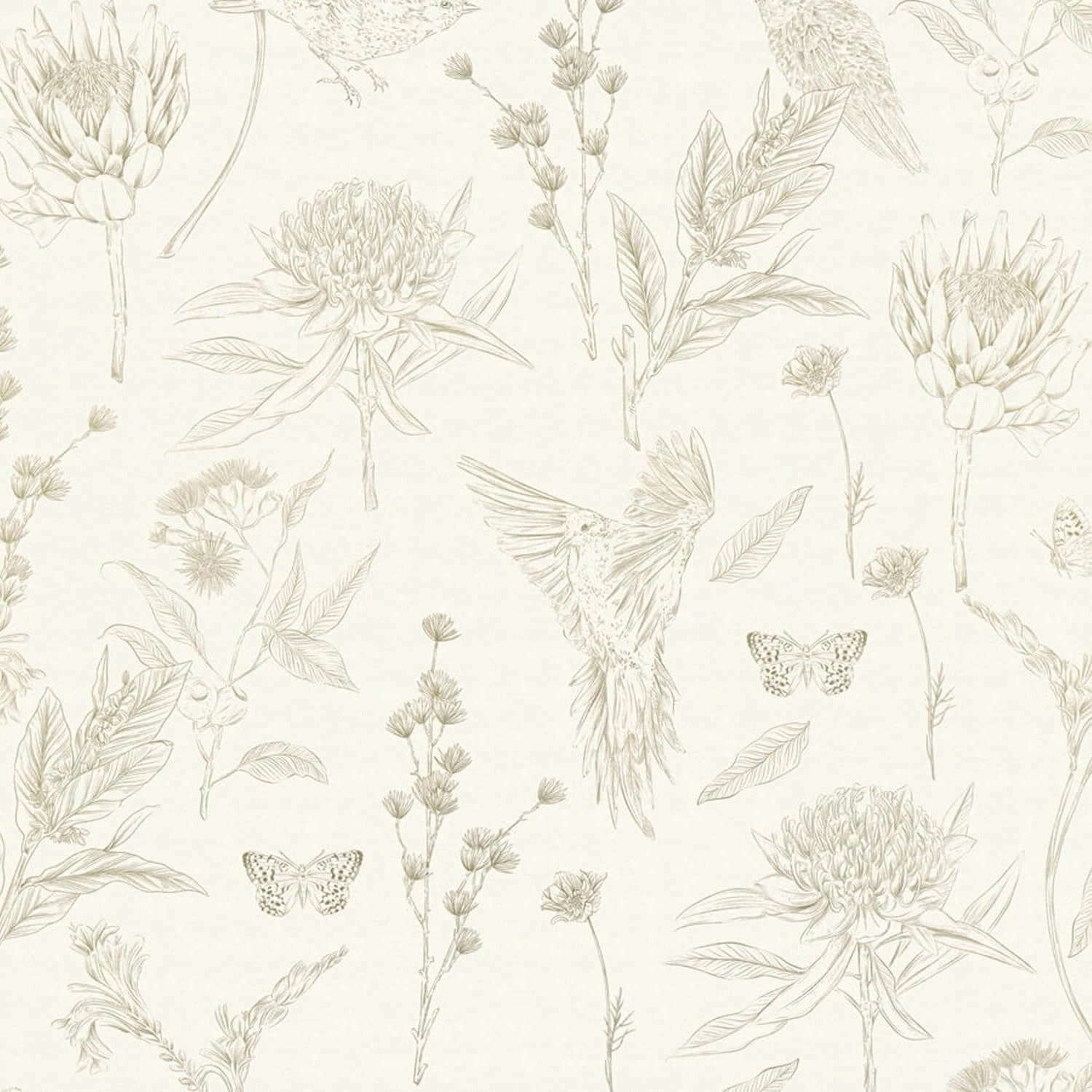 PROFHOME 394293-GU Vogel Tapete Blumen Matt Weiß Grün 0,53 m x 10,05 m 5,33 günstig online kaufen