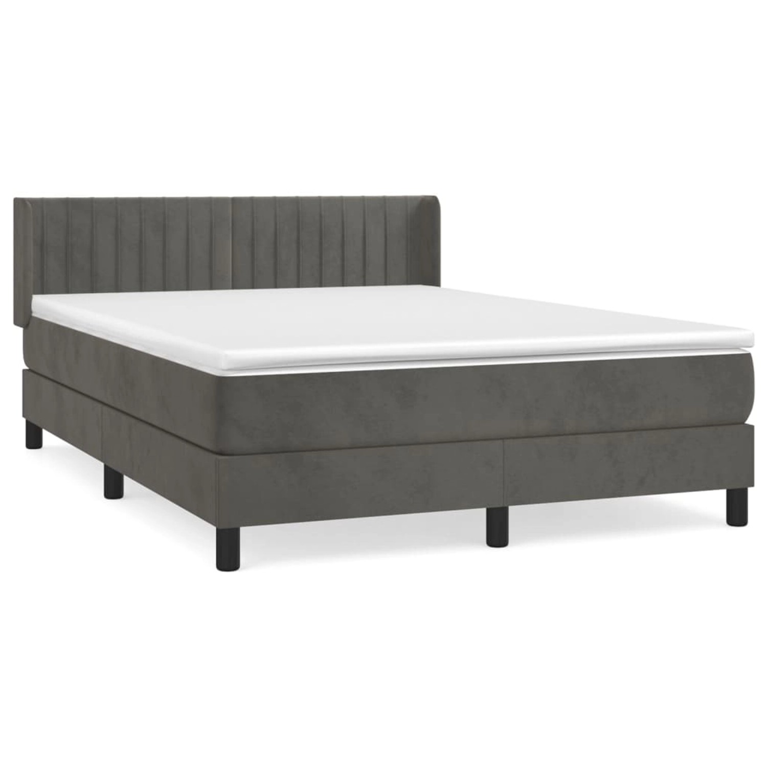 vidaXL Boxspringbett mit Matratze Dunkelgrau 140x200 cm Samt1376753 günstig online kaufen