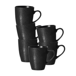 Ritzenhoff & Breker Kitwe Kaffeebecher, 6er Set, Schwarz, Steingut mit Reaktivglasur.