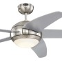 Silberner WESTINGHOUSE Deckenventilator Bendan mit LED-Beleuchtung und Fernbedienung.