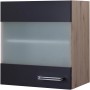Flex-Well Glas-Hängeschrank Lara, 50 cm, Anthrazit/San Remo Eiche, Küchenschrank mit Milchglastür.