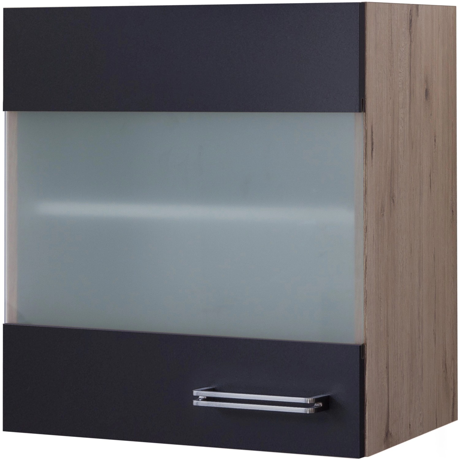 Flex-Well Exclusiv Glas-Hängeschrank Lara 50 cm Anthrazit-San Remo Eiche