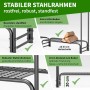 Detailaufnahme Kaminholzregal mit Stahlrahmen, Gitterboden und Holzscheiten. Zubehör für Kamine & Öfen.