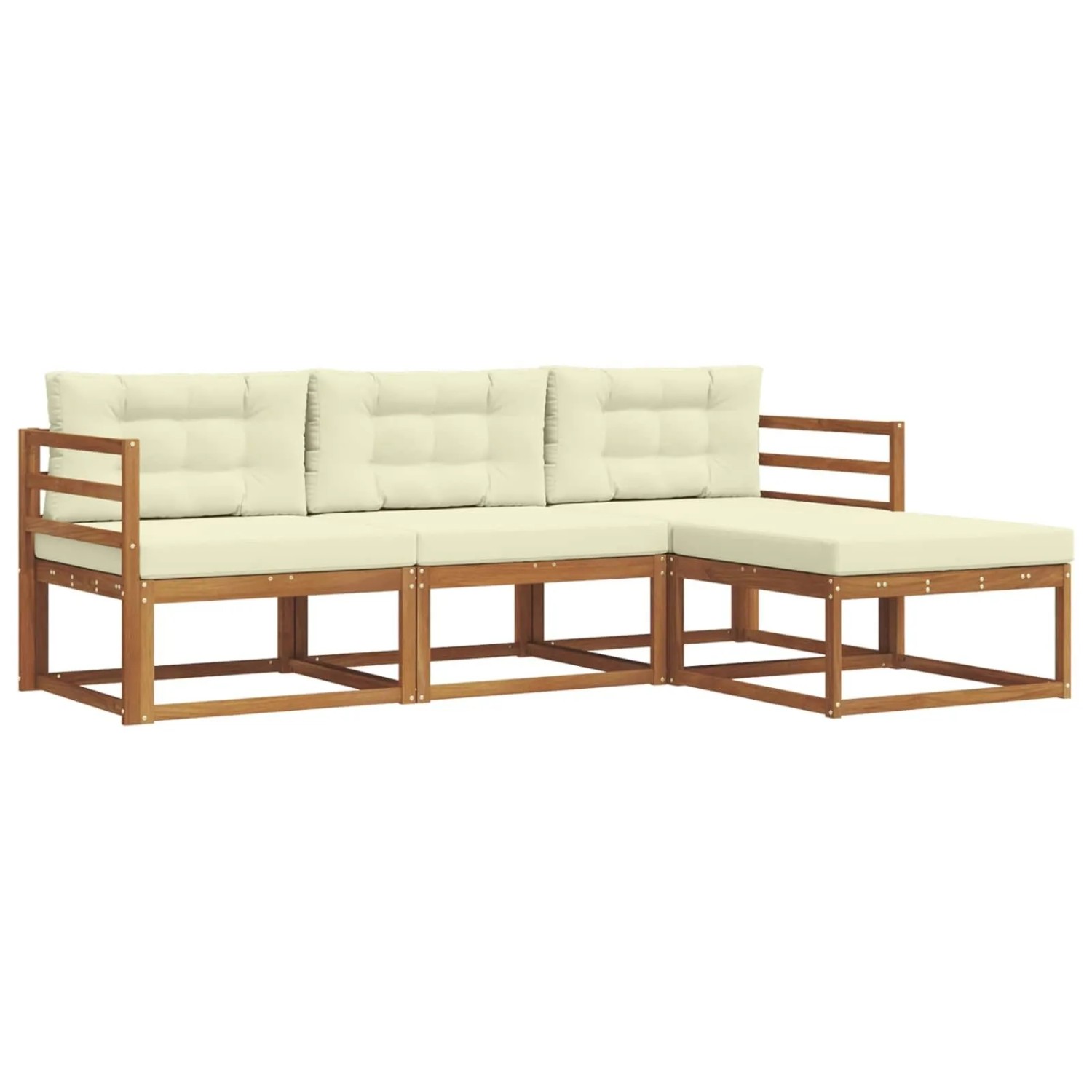 vidaXL Outdoor-Sofagarnitur mit Kissen 4-Tlg Natur und Creme 3367388