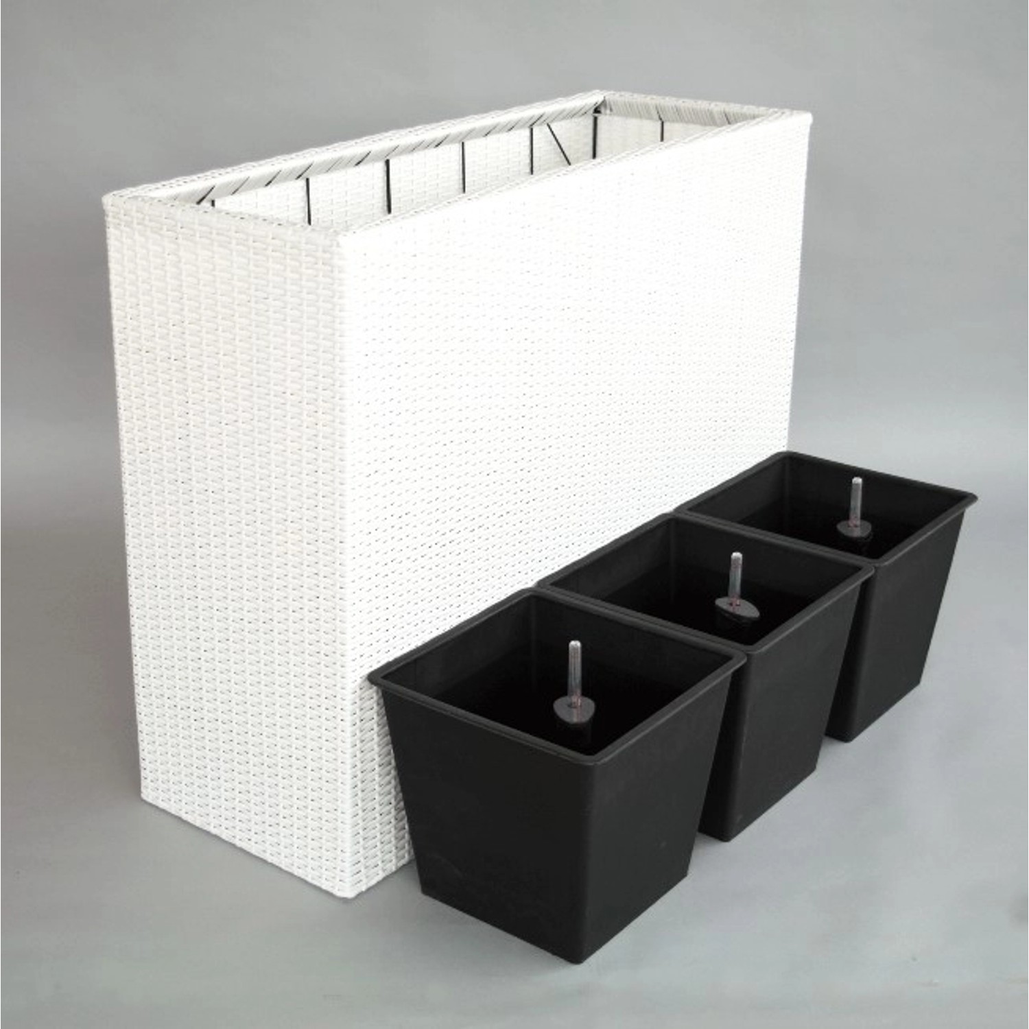 Elegant Einrichten Pflanzkübel XXXL Polyrattan Raumteiler 106x40x84cm Weiß günstig online kaufen