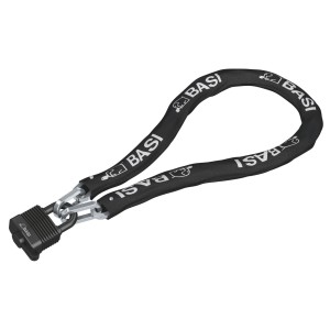 Basi Kettenschloss mit Vorhangschloss, 10mm Stahlkette mit Nylonummantelung, inkl. 2 Schlüssel.