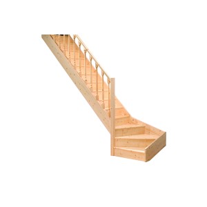 Dolle Wangentreppe Paris, 1/4 gewendelt, Fichte, mit Setzstufen. Holztreppe für Innenräume.