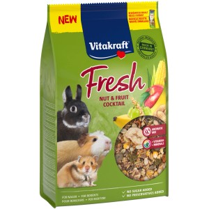 Vitakraft Fresh Nagerfutter, 300g Packung mit Nüssen, Früchten und Gemüse für Hamster, Kaninchen und Meerschweinchen.