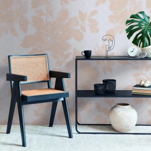 PROFHOME Fototapete Blumen in Grau, Beige und Blau. Matte Vliestapete mit floralem Muster.