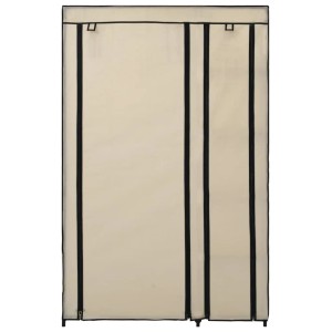 Cremefarbener vidaXL Faltschrank (110x45x175 cm) aus Stoff, ideal zur Aufbewahrung von Kleidung.