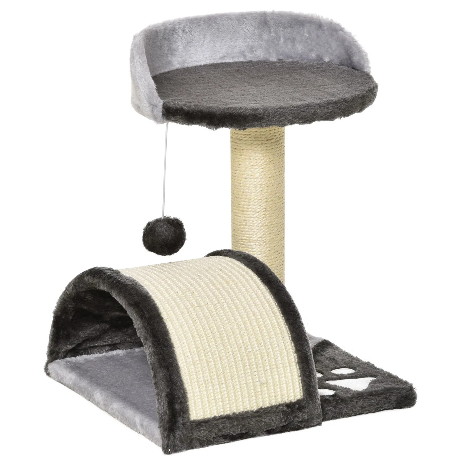 PawHut Kratzbaum mit Spielbällen Sisalseil 35,5 x 37 x 46 cm
