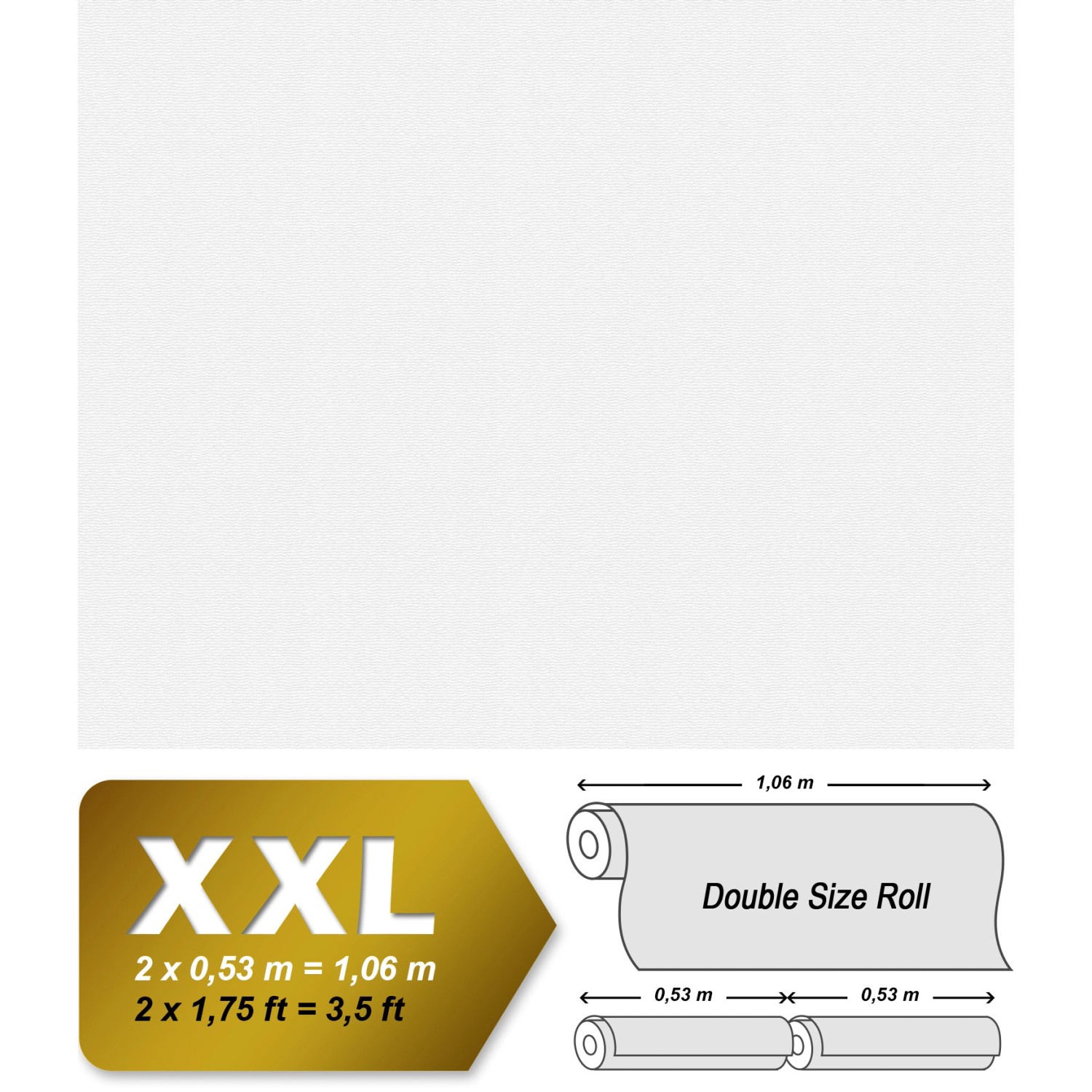 Weiße, leicht strukturierte Vliestapete zum Überstreichen von Profhome, 1,06 m breit.