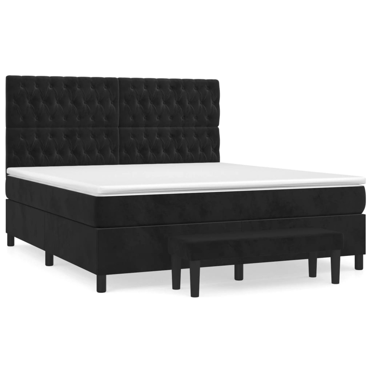 vidaXL Boxspringbett mit Matratze Schwarz 180x200 cm Samt 3138039 günstig online kaufen