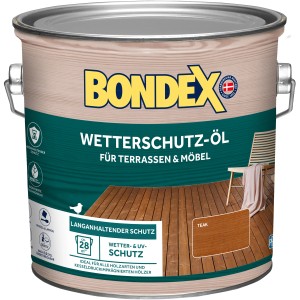 Bondex Wetterschutz-Öl Teak 2,5l für Holz im Außenbereich. Wetterfestes Öl für Terrassen und Gartenmöbel.