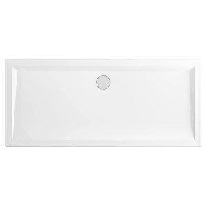 Rechteckige, extraflache Schulte Duschwanne, 180x80 cm, Alpinweiß, mit Ablauf in der Mitte.