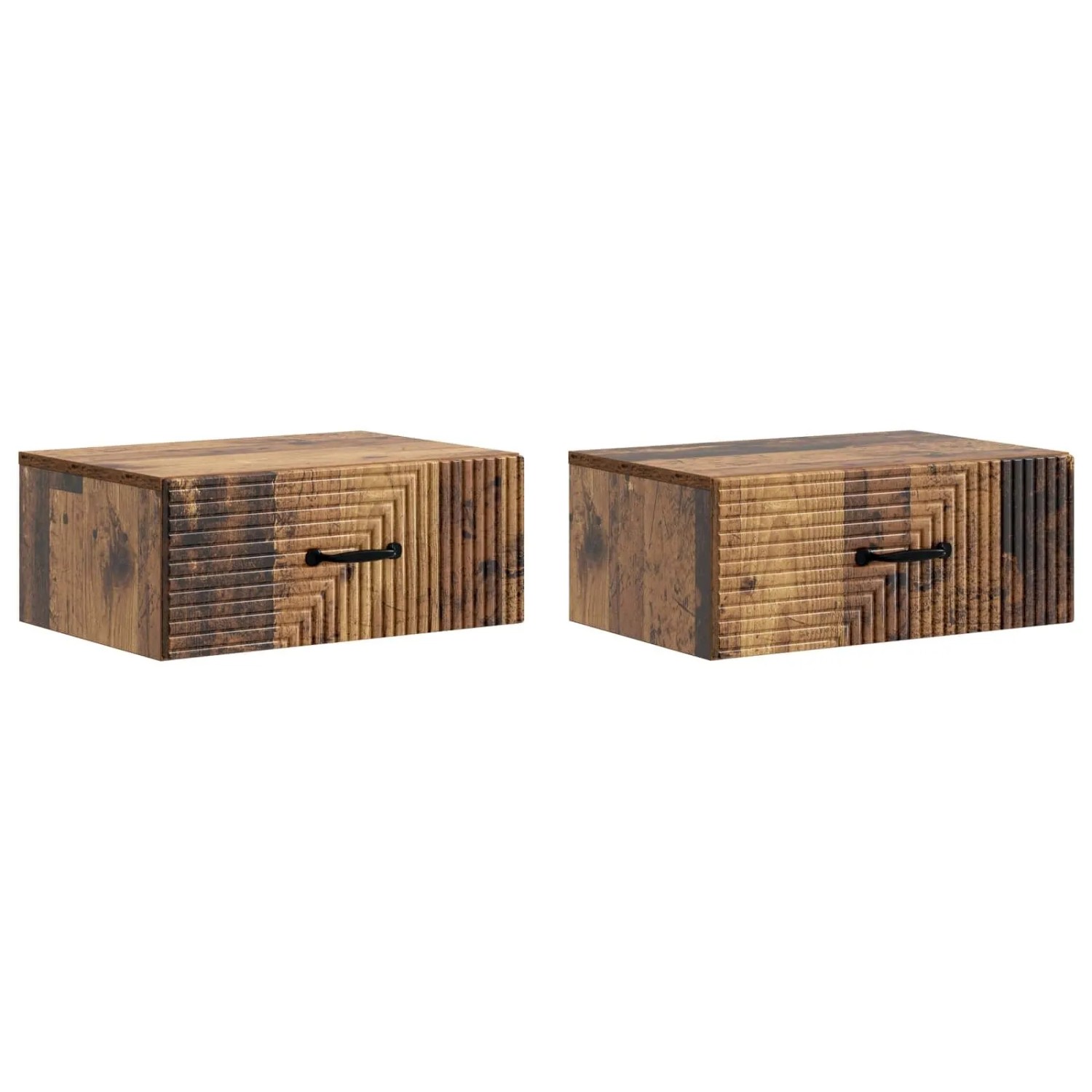 vidaXL Wandmontierter Nachttisch 2 Stk Altholz 49 x 34,5 x 20 cm 898632