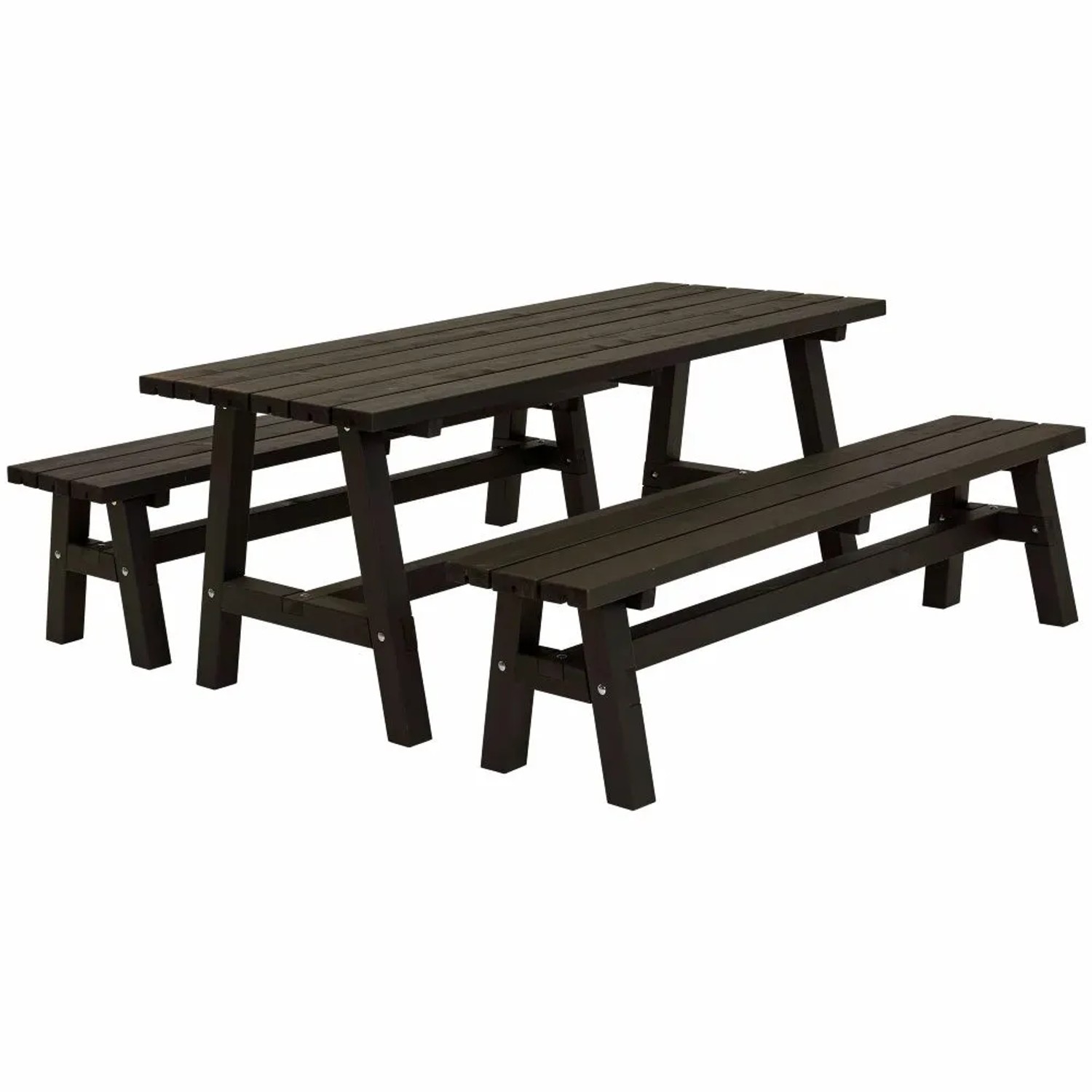 PLUS Gartensitzgruppe aus Holz 177 cm Schwarz Druckimprägniert Country-Stil Gartenmöbel Set