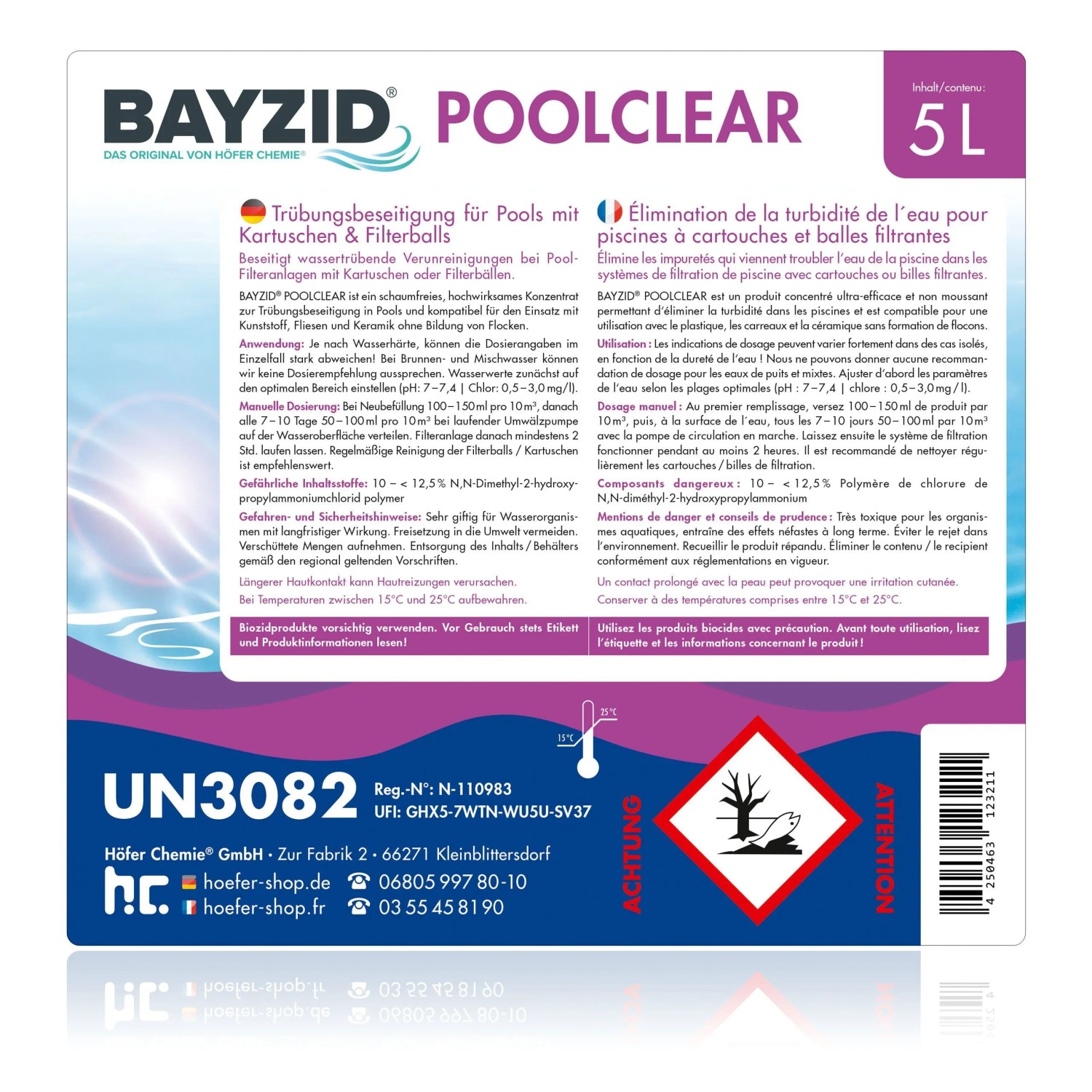 Bayzid Poolclear Trübungsbeseitigung für Pools mit Kartuschen und Filterballs, 2x5l.