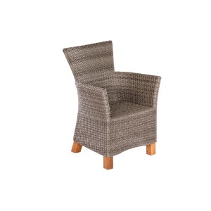 Merxx Toskana Sessel 2er-Set, Gartenstuhl mit Kunststoffgeflecht und Akazienholzbeinen.