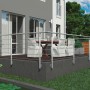 Dolle Geländer-Komplettset 150cm aus Aluminium zur Wandmontage auf einer Terrasse.
