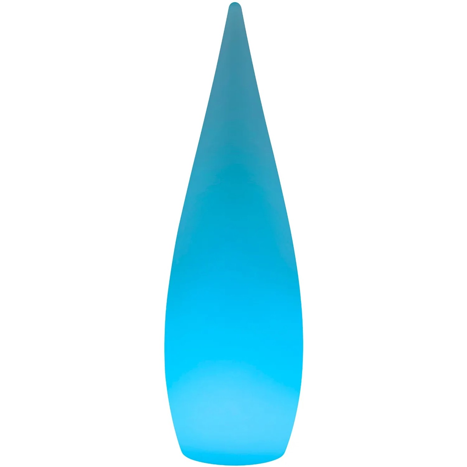 Weiße Reality LED Stehlampe Palmas für den Außenbereich mit blauem Lichteffekt.