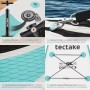 Tectake SUP Board Details: Pumpe, Ventil, D-Ösen, rutschfeste EVA-Oberfläche und Spanngurt für Wassersport.