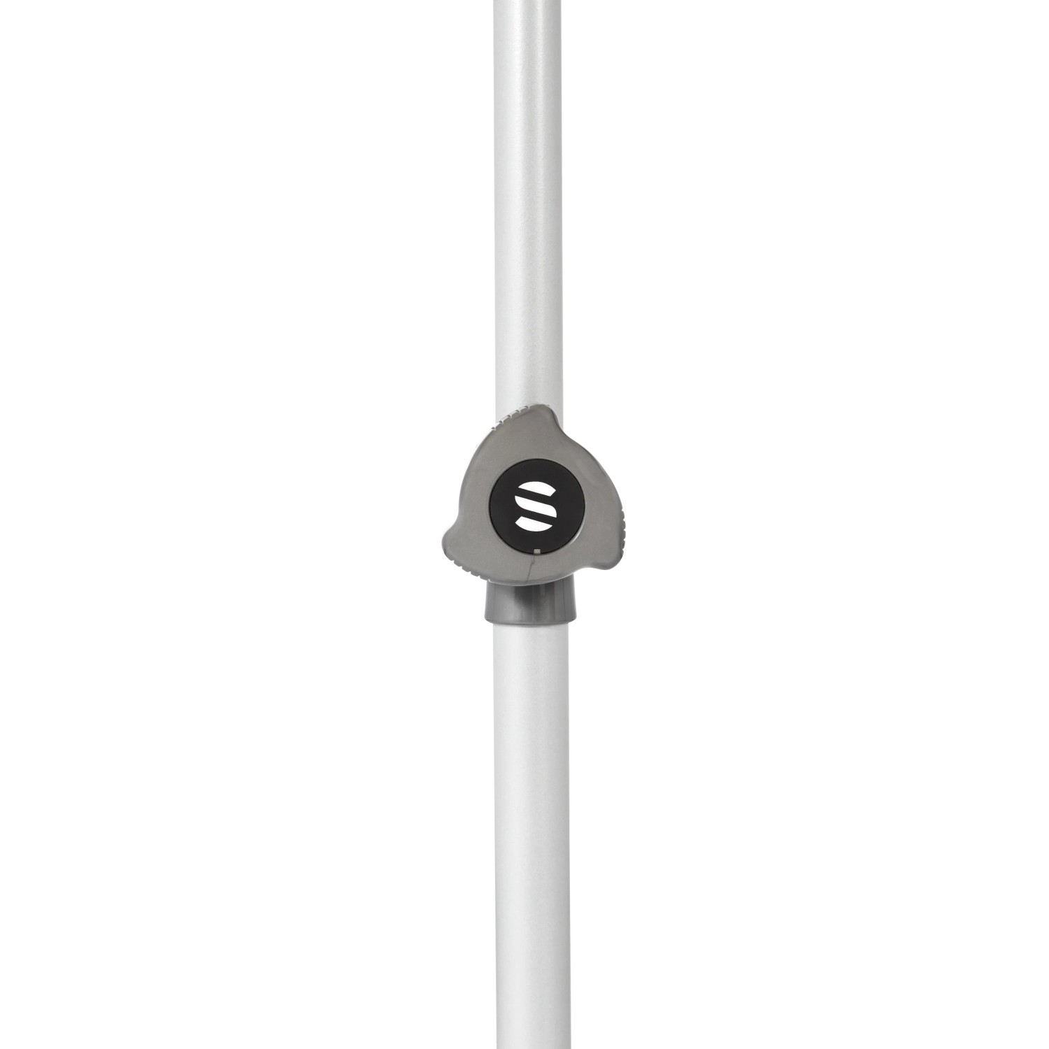 Detailaufnahme: Handöffner am Mast des Suncomfort by Glatz Marktschirms Light Grey.
