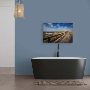 Bricoflor Leinwandbild Ostsee, 90x60 cm, mit Dünen, Strand und Meer. Maritime Wanddekoration.