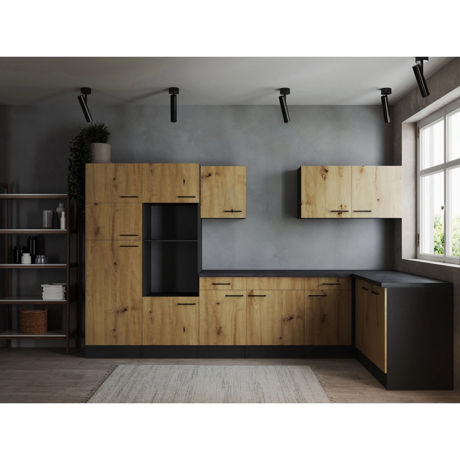 Respekta Winkelküche Oliver 340 cm Artisan Eiche ohne E-Geräte