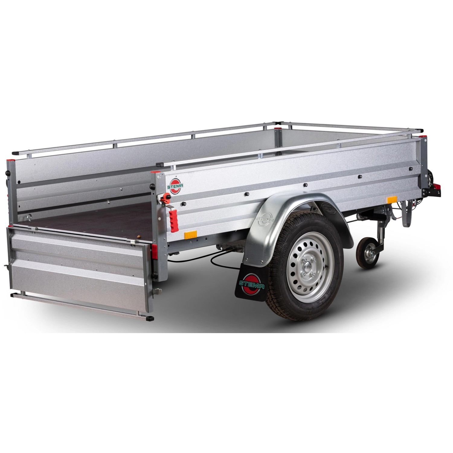 Stema Variolux 850 Anhänger mit Reling, Stützrad und Diebstahlsicherung.