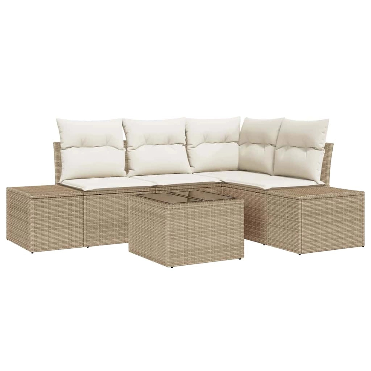 vidaXL Garten-Sofa-Set 5-Tlg Beige Poly Rattan 3347051 günstig online kaufen