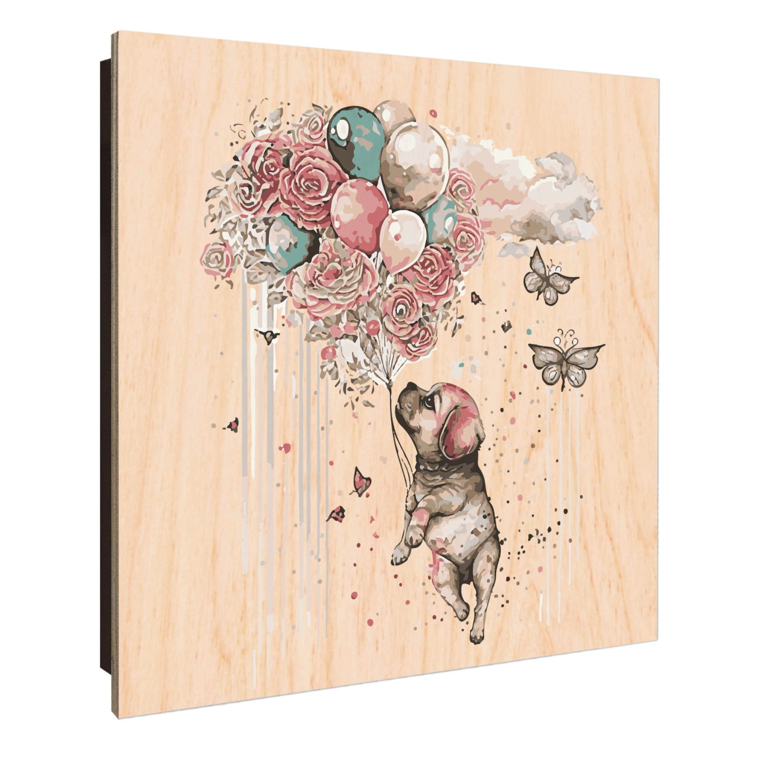 Banjado Schlüsselkasten Holz 30x30cm Schwarz Scharnier Rechts 50 Haken Desi günstig online kaufen