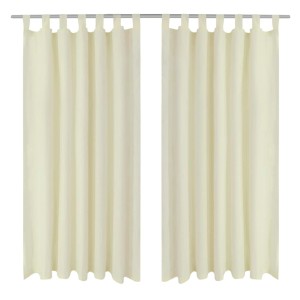 vidaXL Vorhänge Gardinen aus Satin 2-Teilig 140 x 175 cm Creme 130356