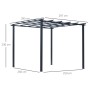 Outsunny Pergola Pavillon aus Metall, schwarz, mit Maßen. Ideal als Rankhilfe und Sonnenschutz.