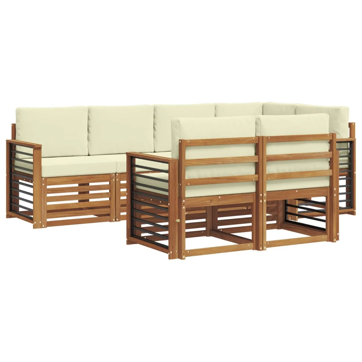 vidaXL Sofagarnituren 7 Tlg Natur und Creme Massivholz Akazie 3374980