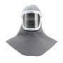Grauer Dräger X-plore 8000 Helm mit PC-Visier und Schulterabschluss für Atemschutz.
