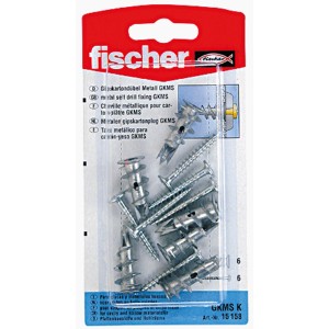 Fischer Gipskartondübel GKM SK, 6 Stück, aus Metall mit Schrauben für hohe Tragkraft.
