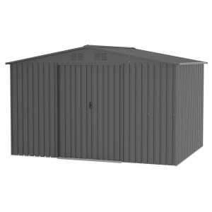 Tepro Metall Gerätehaus Flex Shed XX-Large in Anthrazit, Gartenhaus aus Stahlblech mit Schiebetüren.