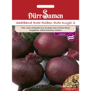 Dürr Samen Saatband Rote Rüben 'Rote Kugel 2': Saatgut für rote, runde Rüben.
