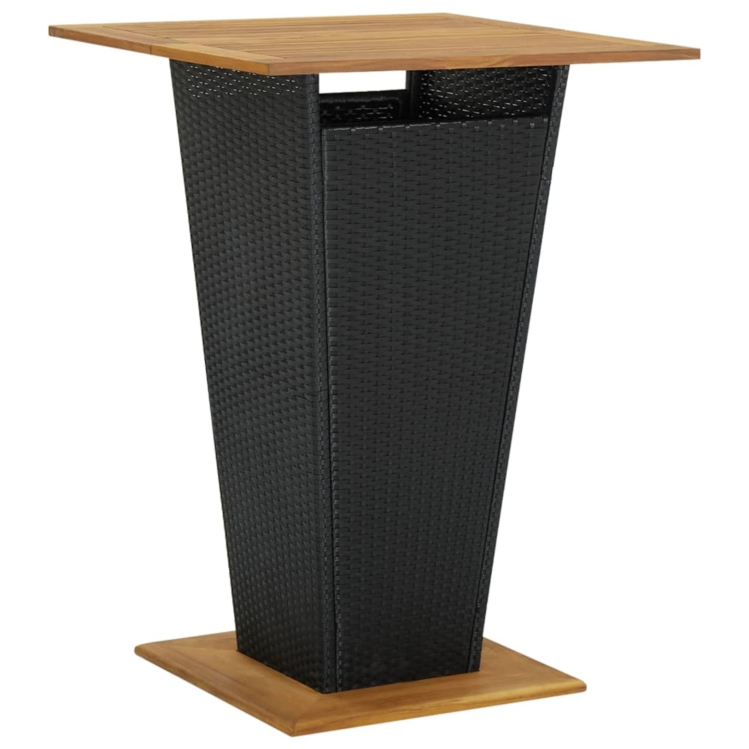 vidaXL Bartisch Schwarz 80x80x110 cm Poly Rattan und Massivholz Akazie 313465