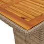 Detailansicht der Gartentischplatte aus Akazienholz und Polyrattan der vidaXL Garten-Essgruppe.