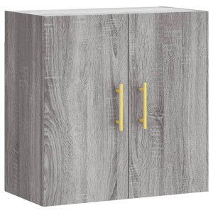vidaXL Wandschrank, Grau Sonoma, 60x31x60 cm, Holzwerkstoff, Büroschrank mit goldenen Griffen.