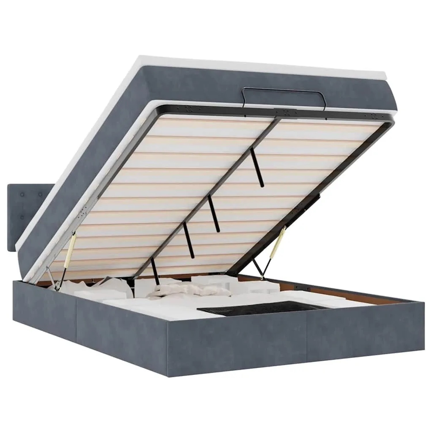 vidaXL Ottoman-Bett mit Matratze Dunkelgrau 140x190 cm Samt 3311916