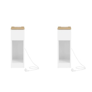 SoBuy 2er Set Nachttisch Schmal mit Steckdose 20cm Breite Nischenschrank 20x60x35cm FBT111-E-WNx2