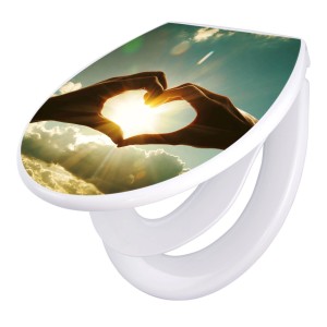 Banjado Familien WC-Sitz mit Sonne im Herzen Motiv. Klodeckel mit Absenkautomatik und integriertem Kindersitz.